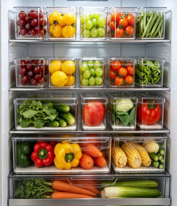 Stackable Box Style Fridge Divider Storage Container with Lid - Image 2