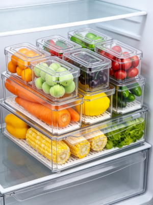 Fridge Divider Container with Drain Basket Design