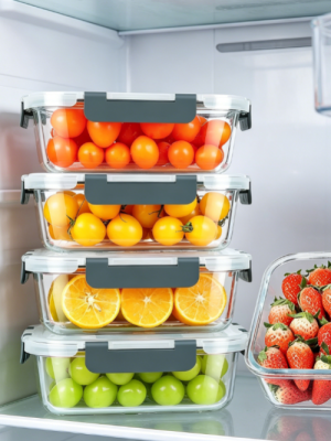 Glass Food Storage Divider Container with Cover