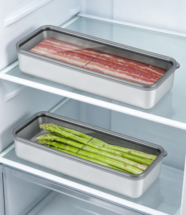 Refrigerator Food Divider Container with Secure Lid