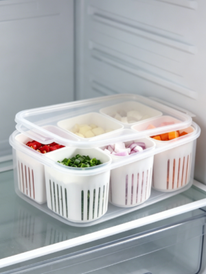 Fresh Produce Divider Storage Box with Lid