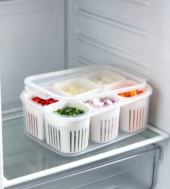 Fresh Produce Divider Storage Box with Lid