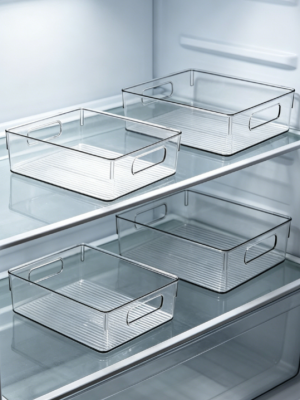 Clear Pantry and Refrigerator Divider Storage Bin