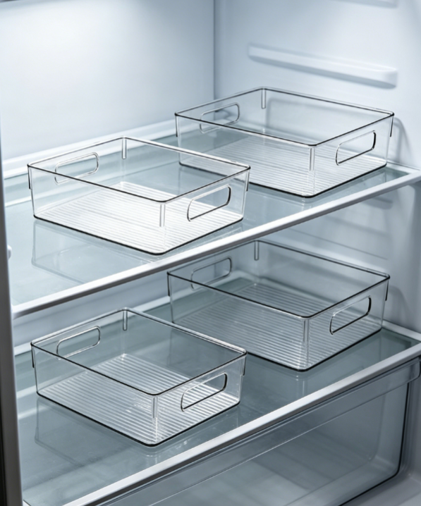 Clear Pantry and Refrigerator Divider Storage Bin