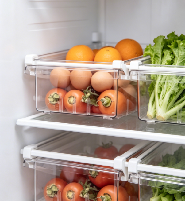 Pull-Out Drawer Style Refrigerator Storage Divider
