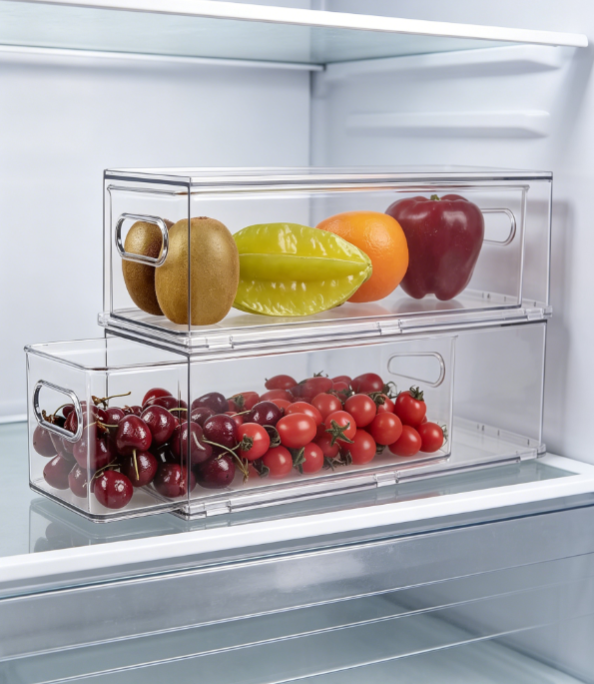 Stackable Drawer Style Divider Bin for Refrigerator