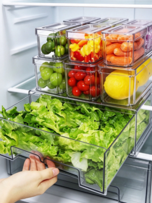Refrigerator Organizer Divider Box with Pull-Out Drawer