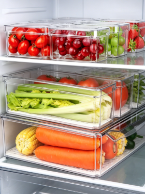 Refrigerator Divider Bin with Lid for Fresh Food